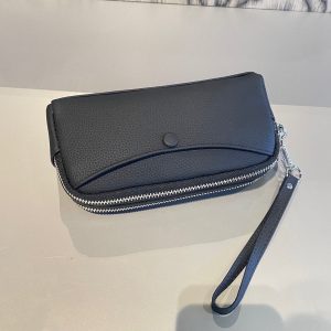 頭層牛皮多層拉鏈手拿包/手機包