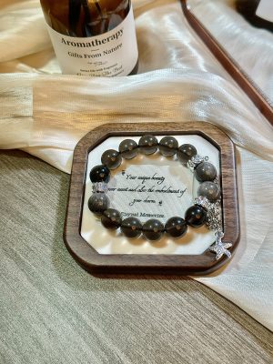 「星隕夜海」流蘇海星银曜石冰种黑曜石水晶手串